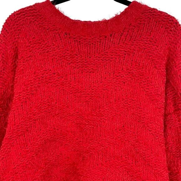 GB Sweater Women's Large Red Chunky Knit Classic Long Sleeve Round Neck Pullover - Picture 2 of 13